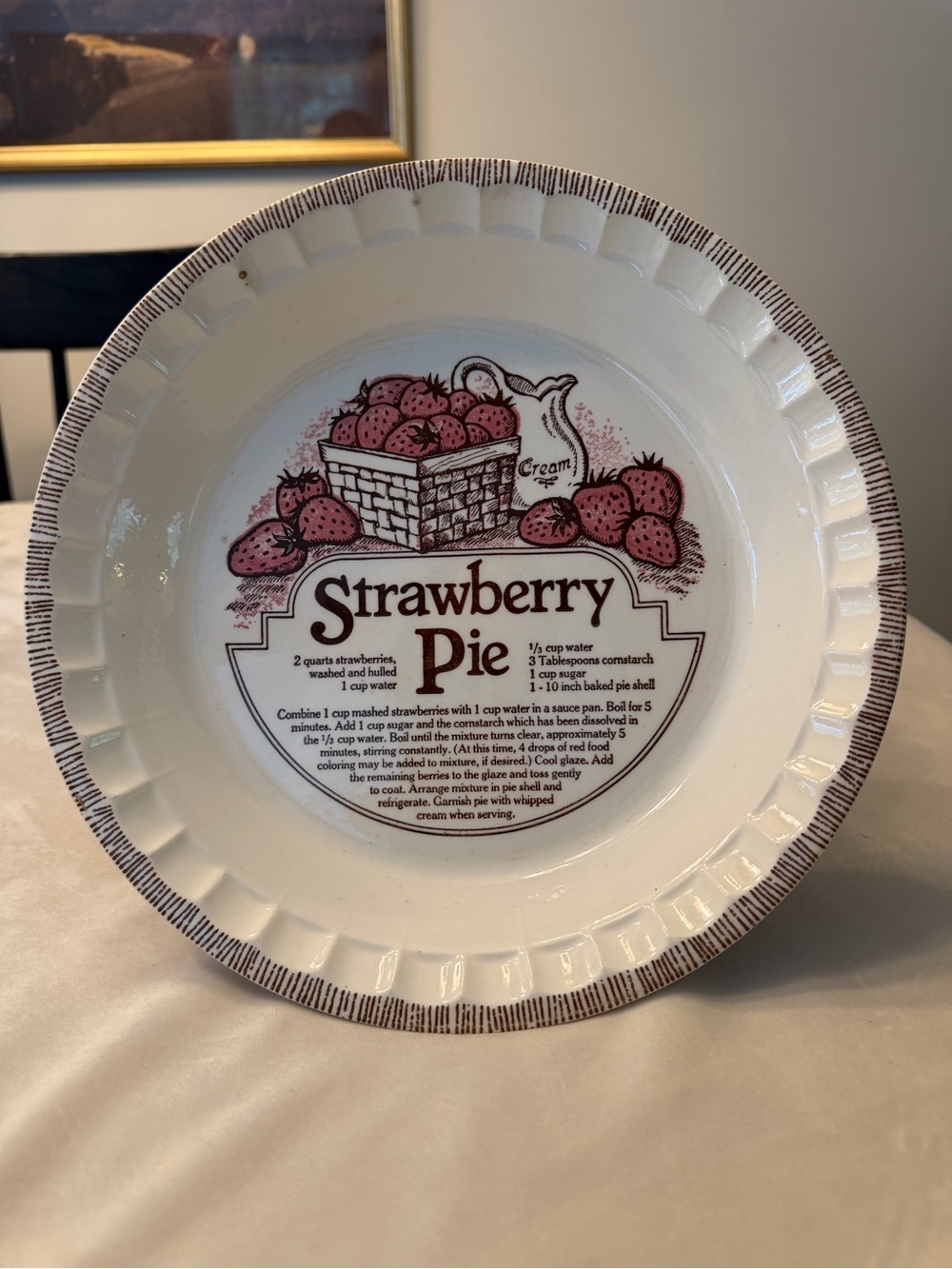 Vintage Royal China Strawberry Pie Recipe Plate | Sebring Ohio USA